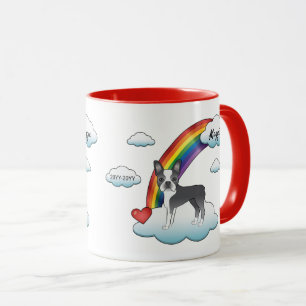 Blauw-Witte Boston Terrier Regenboog Herdenking Mok