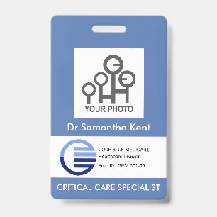 Blauw Witte Box Foto Sjabloon Medische Staf ID Badge