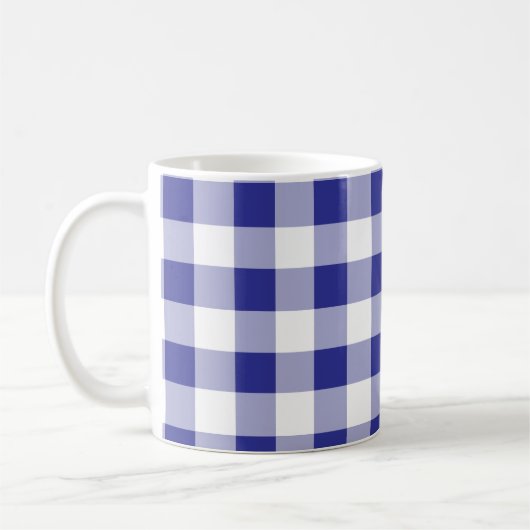 Blauw-witte Buffalo Plaid Patroon Trendy Koffiemok (Links)