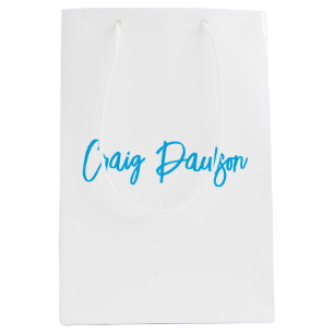 Blauw Witte Calligrafie Unieke Minimalist Medium Cadeauzakje