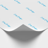 Blauw Witte Calligrafie Unieke Minimalistische Naa Cadeaupapier (Hoek)