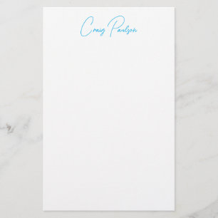 Blauw Witte Calligrafie Uw Naam Uniek Minimalistis Briefpapier