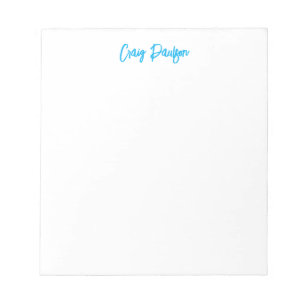 Blauw Witte Calligrafie van je Naam Uniek Minimali Notitieblok
