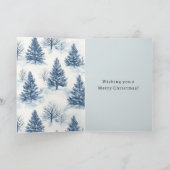 Blauw Witte Candy Cane Bogen Kerstmis Kaart (Binnen)