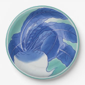 Blauw Witte Celadon Chinoiserie Knol Faux China Papieren Bordje (Voorkant)