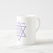 Blauw-witte Chanoeka / Hanukkah Bone China Mok (Voorkant rechts)