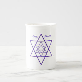 Blauw-witte Chanoeka / Hanukkah Bone China Mok