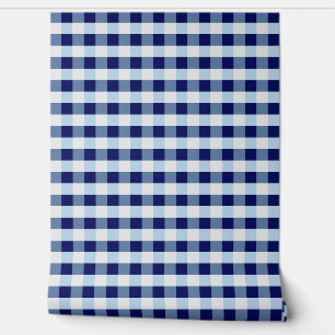Blauw-witte cheque behang