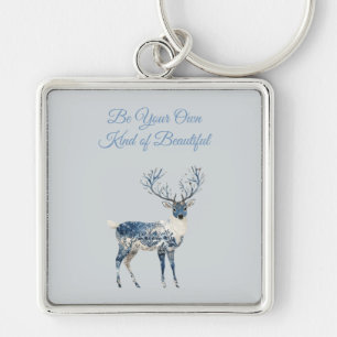 Blauw Witte Chic Herten Sleutelhanger