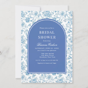 Blauw Witte Chinoiserie Bloemachtige Bruiloftsdouc Kaart