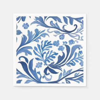 Blauw Witte Chinoiserie Bloemige Botanische Servet