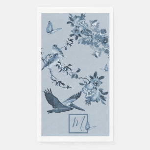 Blauw Witte Chinoiserie Bloemrijke Stijlvolle Mono Servet