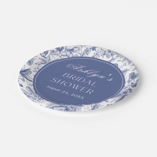 Blauw Witte Chinoiserie Bruidsfeest Papieren Borde Papieren Bordje (Gekanteld)