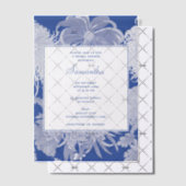 Blauw Witte Chinoiserie Bruiloftsshower Vellum Uitnodigingen (Offset (Uitnodiging))