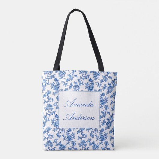 Blauw-witte Chinoiserie-Canvas tas (Achterkant)
