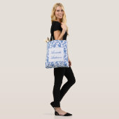 Blauw-witte Chinoiserie-Canvas tas (Op model)