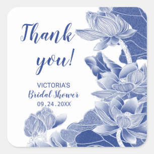 Blauw Witte Chinoiserie Dank Je Wel  Vierkante Sti Sticker