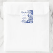 Blauw Witte Chinoiserie Dank Je Wel Vierkante Sti Vierkante Sticker (Tas)