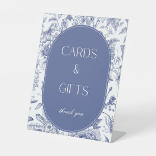 Blauw Witte Chinoiserie Kaarten en Cadeaus Tafelbo Reclamebord Met Voetstuk
