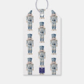 Blauw-witte Chinoiserie Kerst Notenkraker Cadeaulabel (Achterkant)