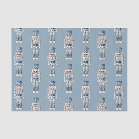 Blauw-witte Chinoiserie Kerst Notenkraker Tissuepapier (Voorkant)