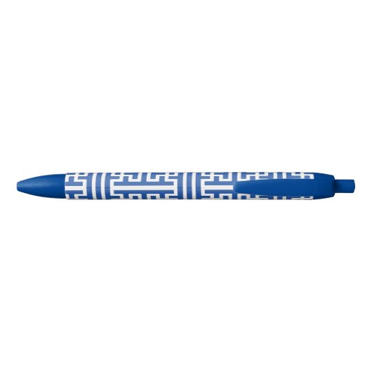 Blauw-witte Chinoiserie Monogram Lattice Style Blauwe Inkt Pen (Achterkant)