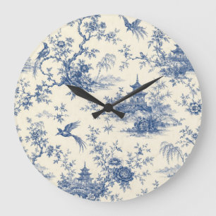 Blauw-witte Chinoiserie Pagode Wandklok Grote Klok