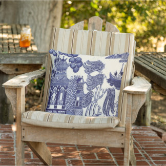 Blauw-witte Chinoiserie Patio Buitenkussen
