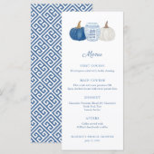 Blauw-Witte Chinoiserie Pompoen Bruidsdouche Menu (Voorkant / Achterkant)
