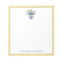 Blauw-witte Chinoiserie vaas met hortensia's Notitieblok