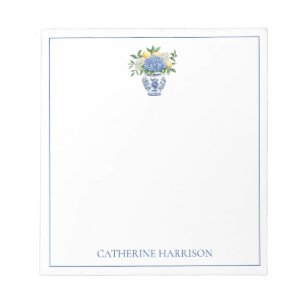 Blauw-witte Chinoiserie vaas met hortensia's Notitieblok