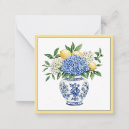 Blauw-witte Chinoiserie vaas met hortensia's Notitiekaartje