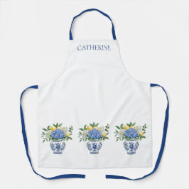 Blauw-witte Chinoiserie vaas met hortensia's Schort