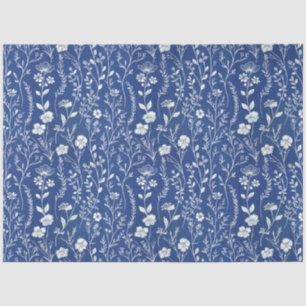 Blauw-witte Chinoiserie Wildflower Tissuepapier