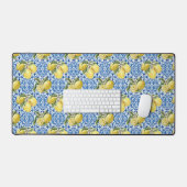Blauw Witte Citroen Tegel Mediterraan Patroon Bureaumat (Keyboard & Muis)