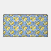 Blauw Witte Citroen Tegel Mediterraan Patroon Bureaumat (Voorkant)