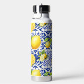 Blauw Witte Citroen Tegelpatroon Mediterraan Citru Waterfles (Rechts)