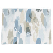 Blauw Witte Crème Abstracte Bruiloft Groot Cadeauzakje (Voorkant)