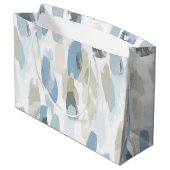 Blauw Witte Crème Abstracte Bruiloft Groot Cadeauzakje (Achterkant Gekanteld)