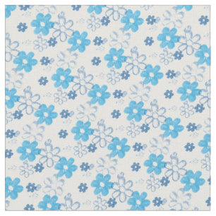 Blauw-witte Daisy Flowers Bloemen Stof