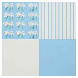Blauw-witte daisy quilt vierkanten stof