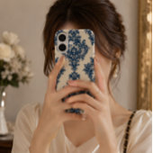 Blauw & Witte Damast Case-Mate iPhone Case