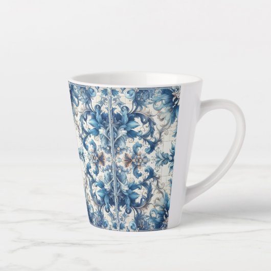 Blauw-witte decoratieve Tegel Latte Mok (Rechts)
