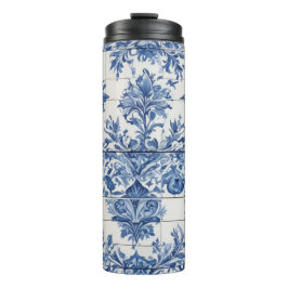 Blauw-witte decoratieve Tegel Thermosbeker