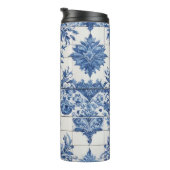 Blauw-witte decoratieve Tegel Thermosbeker (Geroteerd rechts)