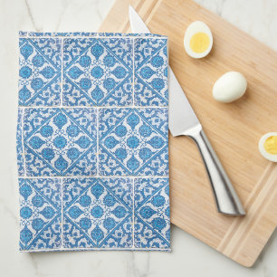 Blauw Witte Delft Korenbloem Neptegelpatroon Theedoek
