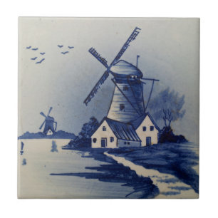 Blauw Witte Delfts Oude Molen Tegeltje