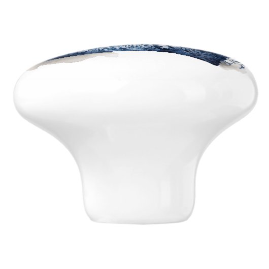 Blauw-witte Delftse stijl kroon met bloemen Keramische Knop (Zijkant)