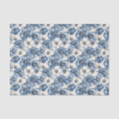 Blauw Witte Denim Bloemen Bruidsfeest Tissuepapier (Voorkant)