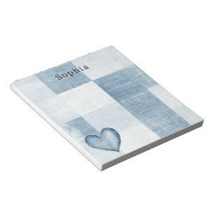 Blauw Witte Denim Broek Hart Persoonlijke Naam Notitieblok